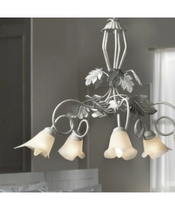 LAMPADARIO 5 LUCI ONLI "MARILENA" ARGENTO E14